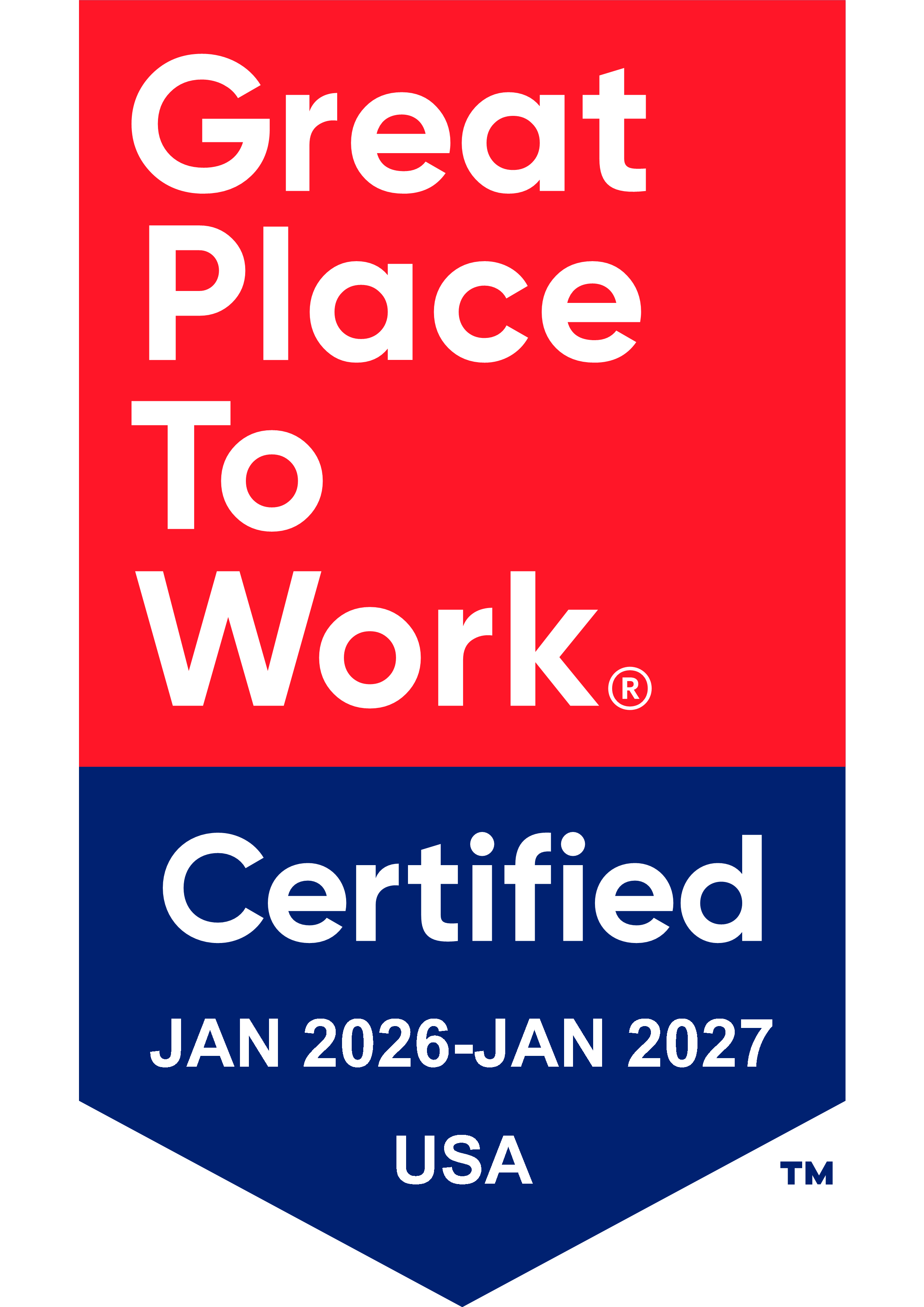 Great Place to Work 2026-2027 certification badge