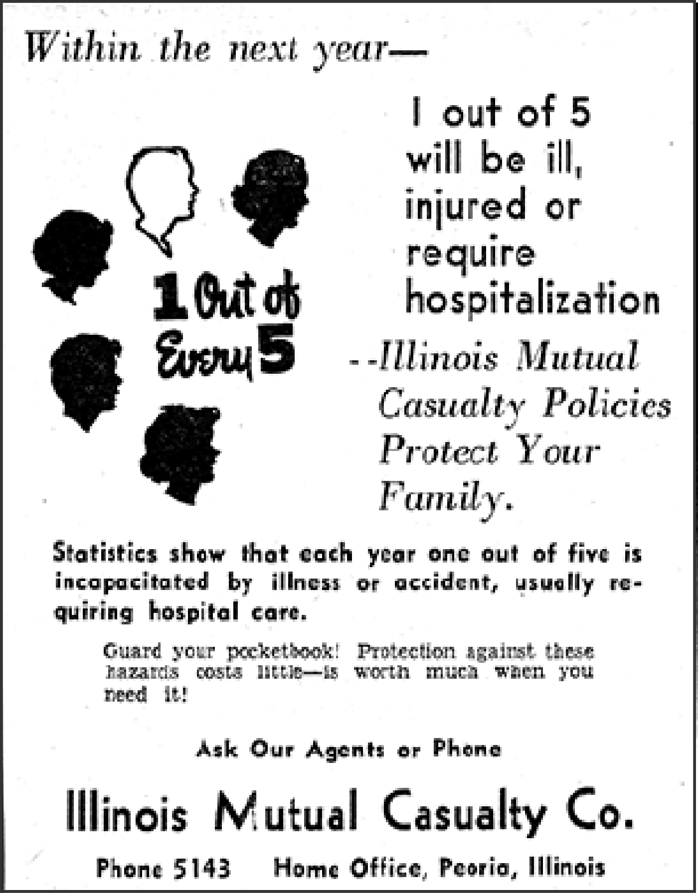 Advertisement for Disability Income Insurance offered by Illinois Mutual Casualty Company.