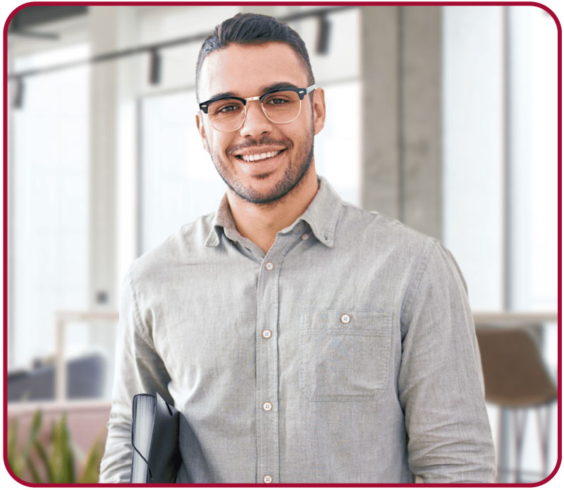 smiling businesswoman on her laptop
