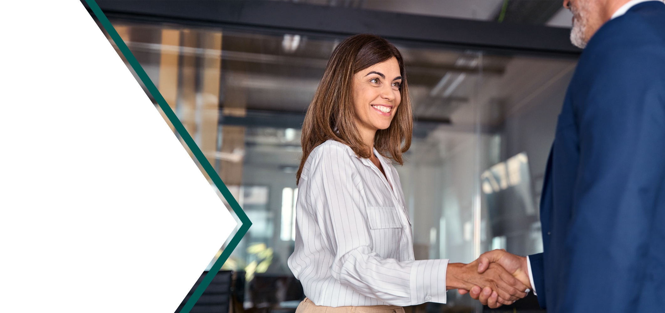 insurance agent shaking hands with clients