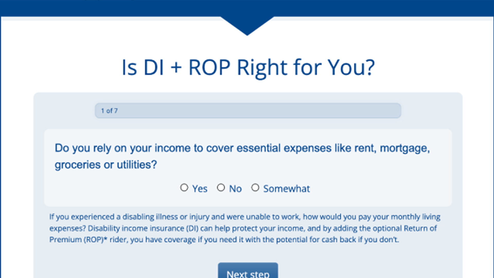 screenshot of DI ROP quiz page