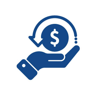 MoneyBack illustrated graphic of a hand holding a coin with a return arrow