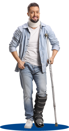 illustrated graphic of a man with a crutch