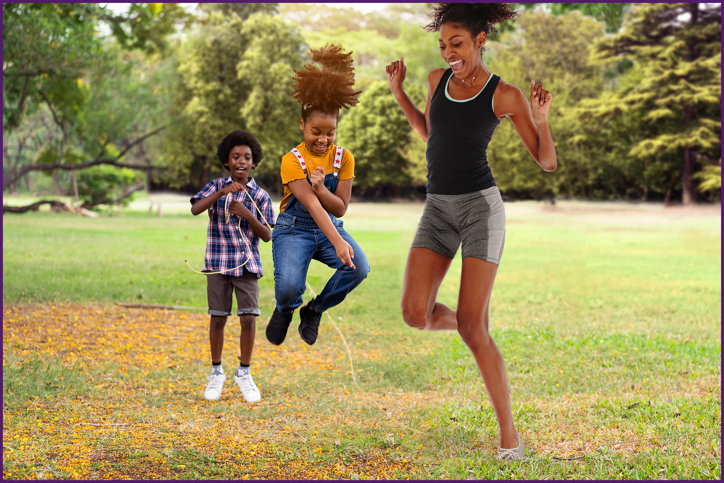 image of a mother outside playing with her children