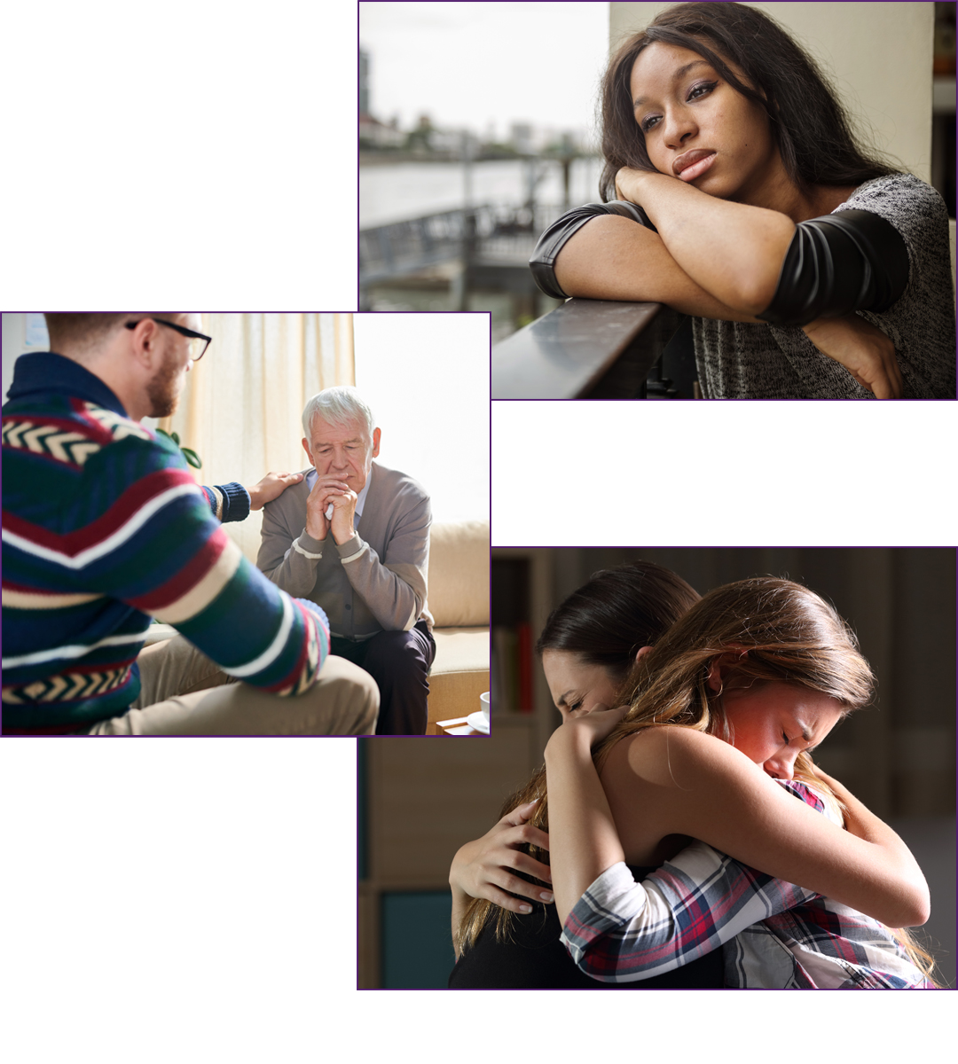 collage of photos depicting the Grieving a Loved One person