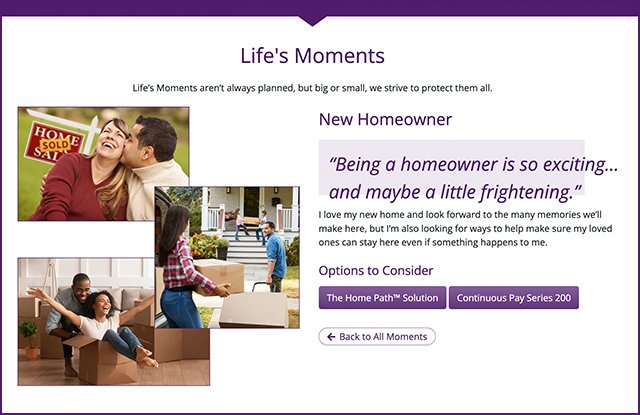 thumbnail image of the new homeowners life's moments detail screen