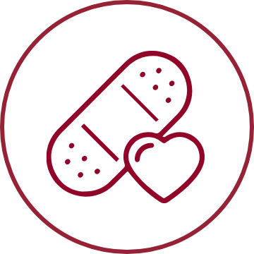 simple illustration of a bandage and heart inside of a circle