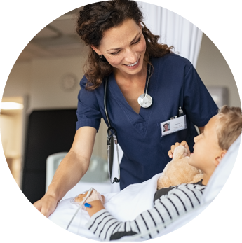 image of a nurse taking care of a young patient