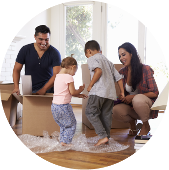 image of a family packing up belongings