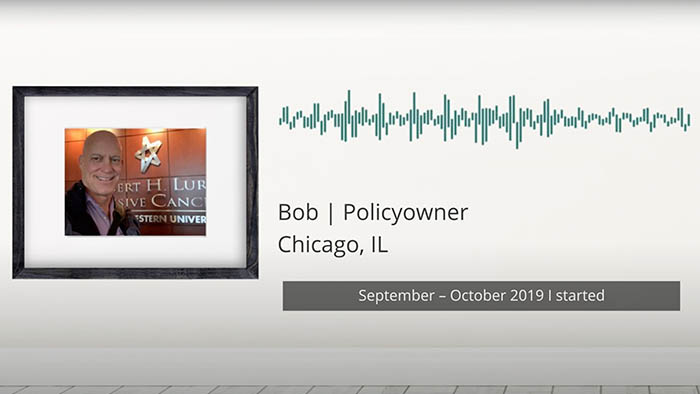video thumbnail of Illinois Mutual policyowner, Bob and an audio wave