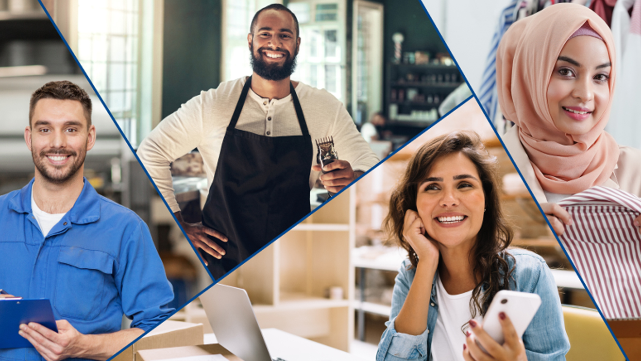 collage of four small business owners